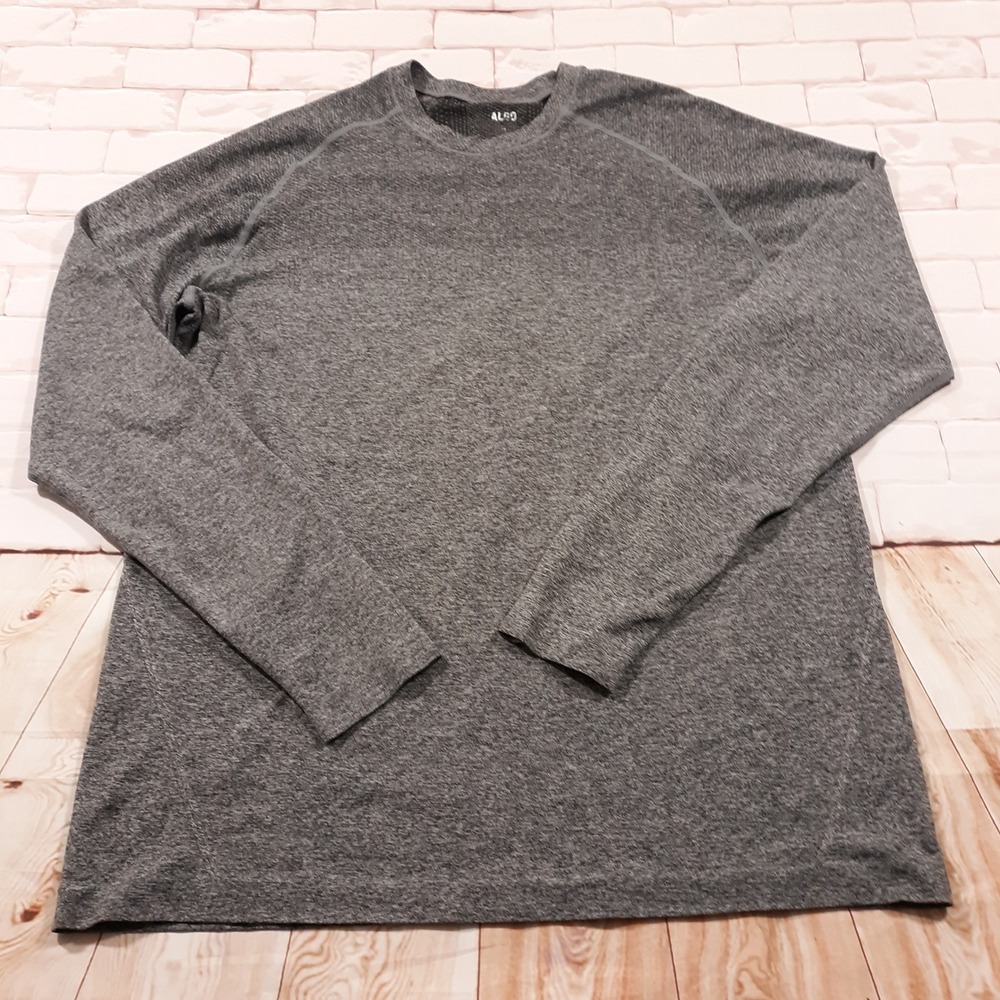 01.ALGO Long Sleeve Shirt Mens XL Pullover Gray Activewear Workout Gym